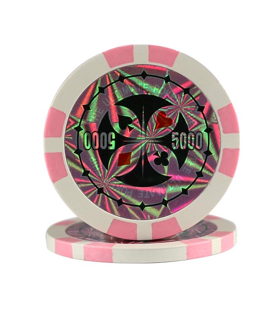 Ultimate Poker chip pink (5000), roll of 25